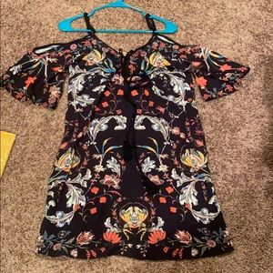 Floral black off the shoulder dress